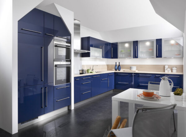 TWG Lack-Küche L-Form blau
