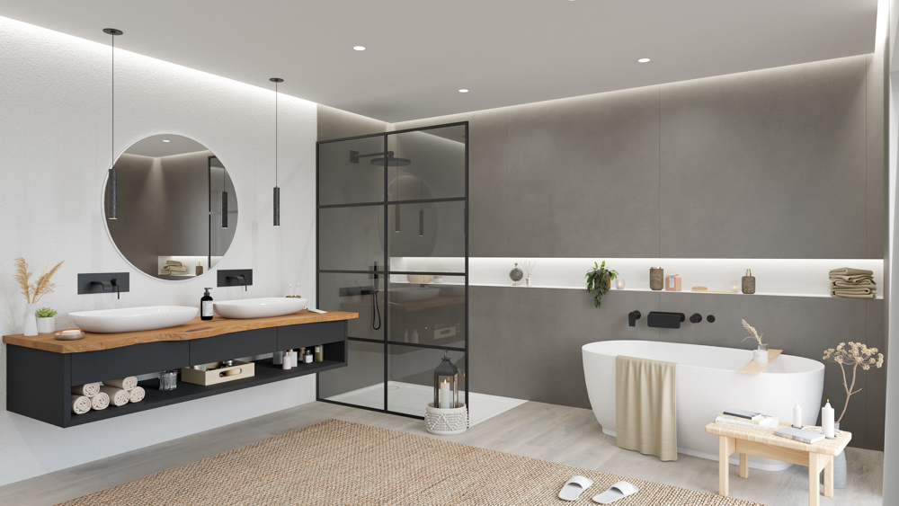 TWG SPA Nestis Nassraumplatte 0497 MT Stonehenge - 3340 IM Gypsum Marone – Bild 7