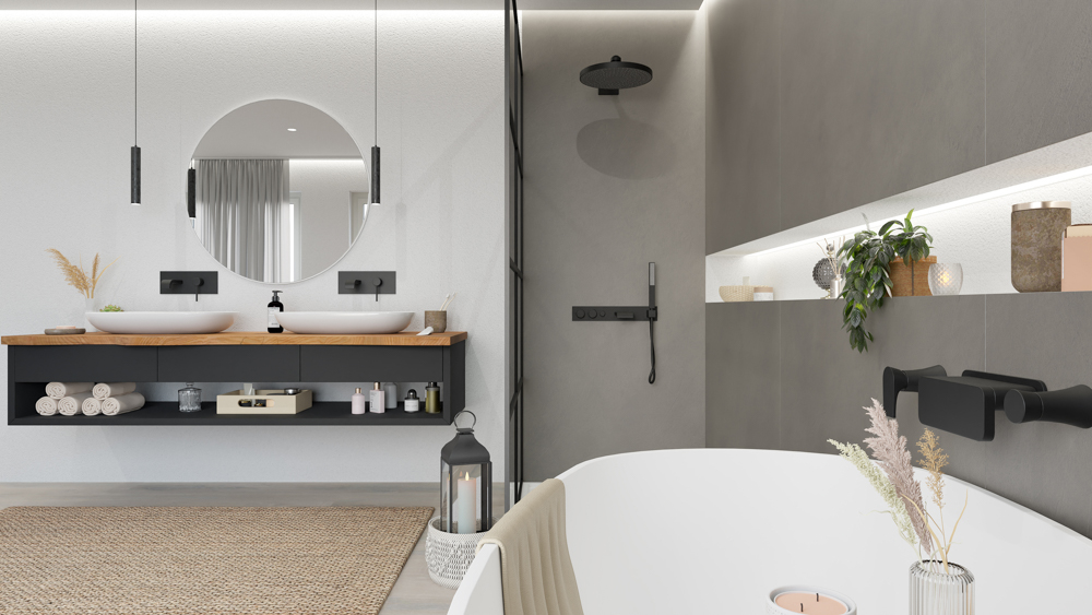 TWG SPA Nestis Nassraumplatte 0497 MT Stonehenge - 3340 IM Gypsum Marone – Bild 9