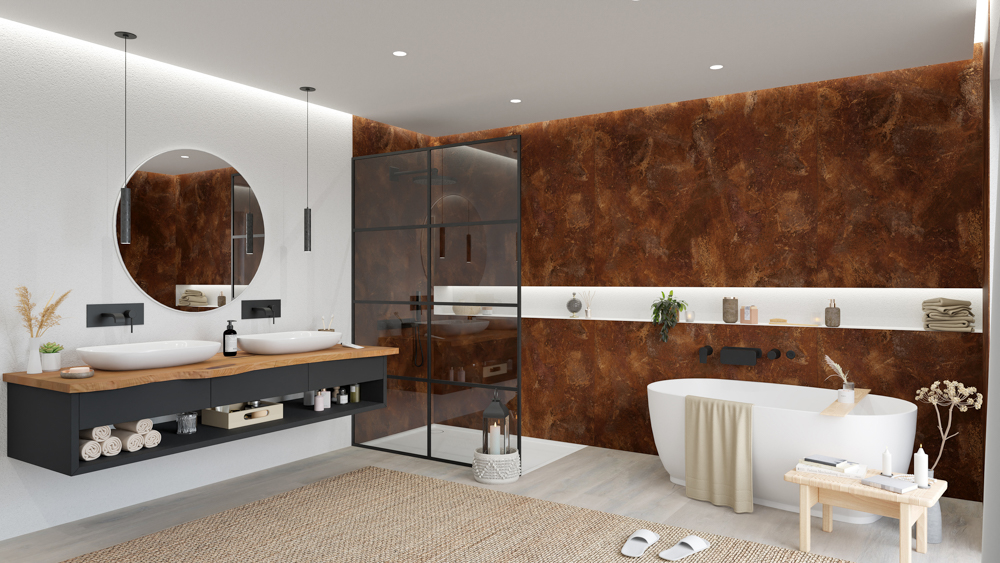 TWG SPA Nestis Nassraumplatte F 76026 CR Ceramico Rost - S 60036 SX Classic Beton – Bild 5