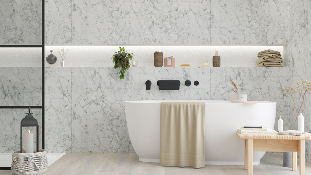 TWG SPA Nestis Nassraumplatte F 76044 ML Bellato Grau - S 63009 SM Marmor Carrara – Bild 7