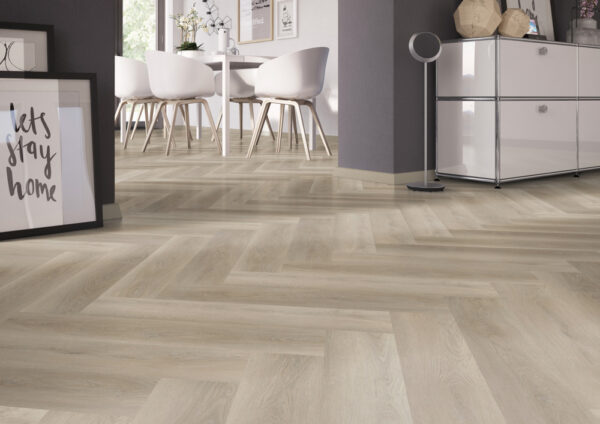 TWG Vinylboden Titan One 030 Fischgrät Gluedown Soft Oak Greige – Bild 5