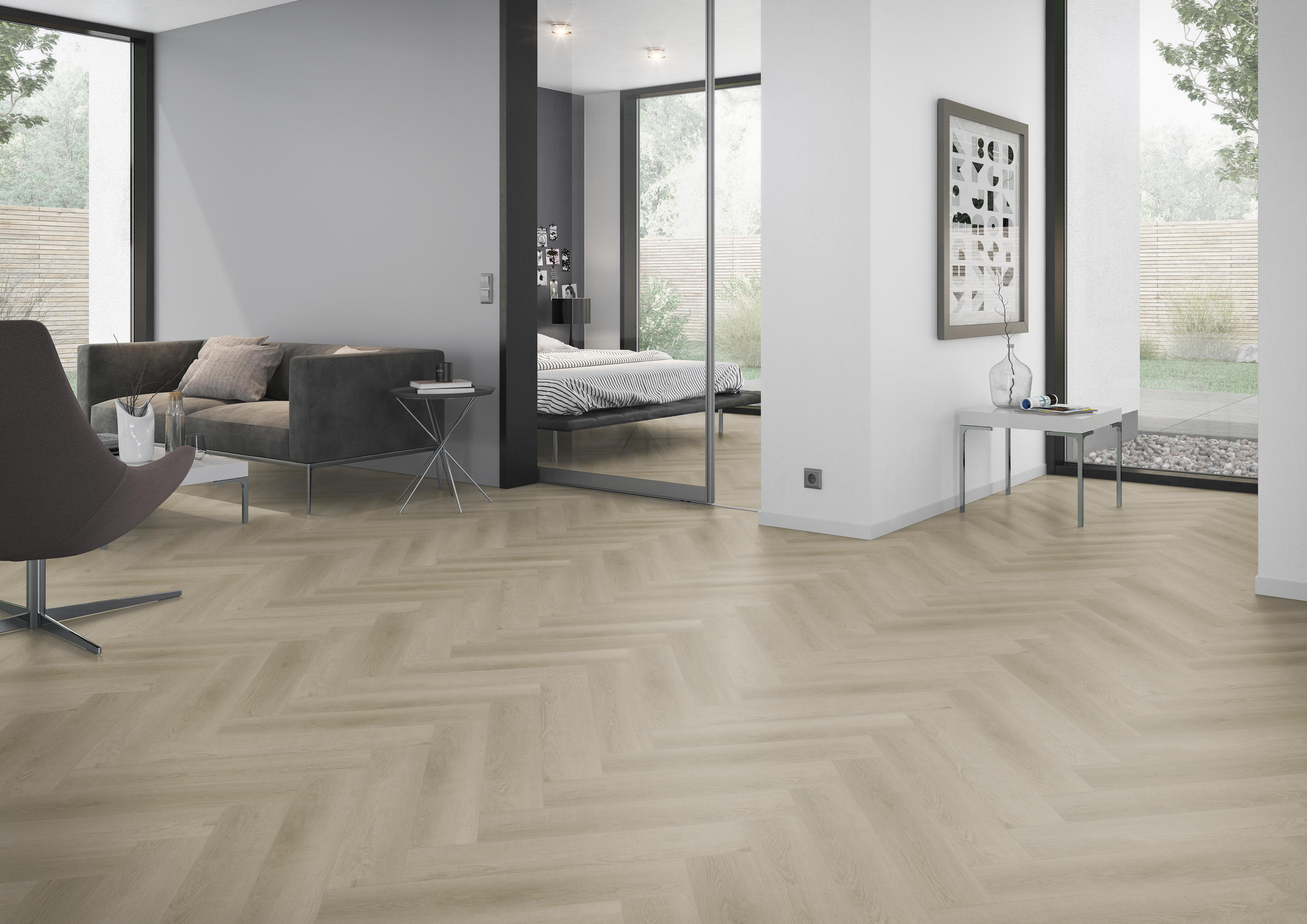 TWG Vinylboden Titan One 055 Fischgrät Gluedown Raw Oak Light Natural – Bild 5