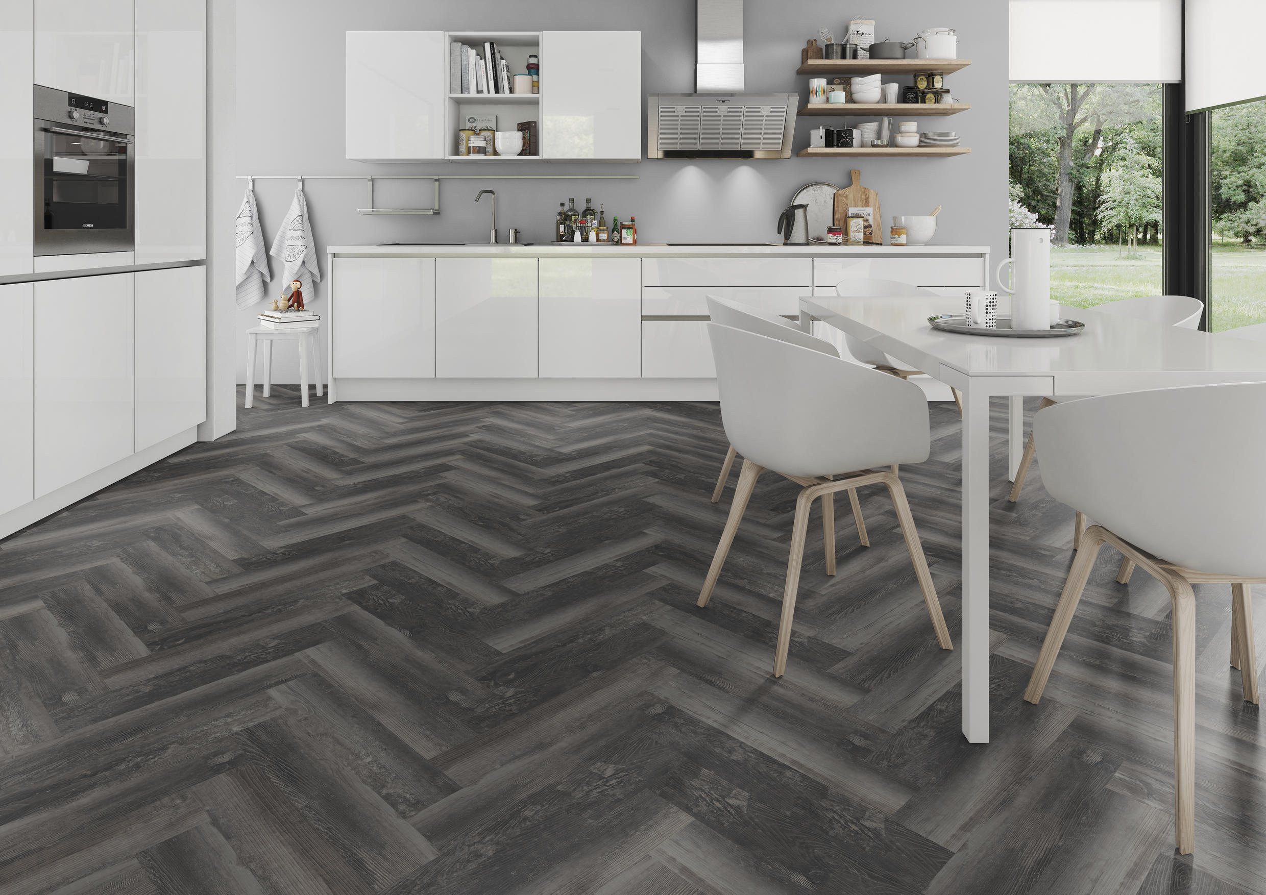 TWG Vinylboden Titan One 055 Fischgrät Gluedown Smoked Pine Black – Bild 5